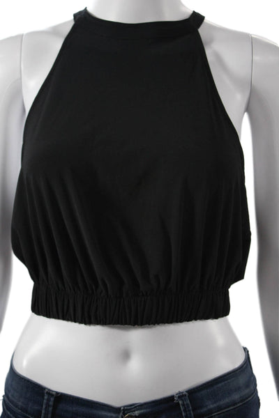 Zara Women Cropped Sleeveless High Neck Tank Black Size M