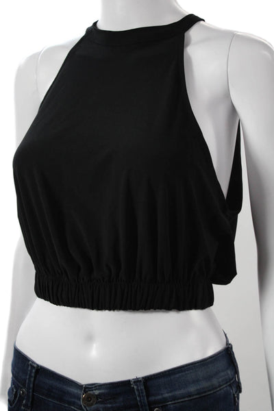 Zara Women Cropped Sleeveless High Neck Tank Black Size M