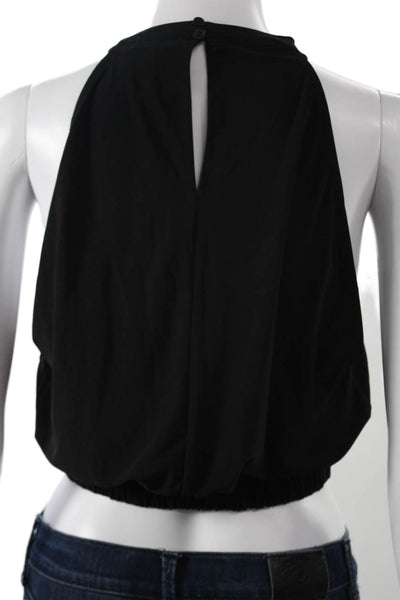 Zara Women Cropped Sleeveless High Neck Tank Black Size M