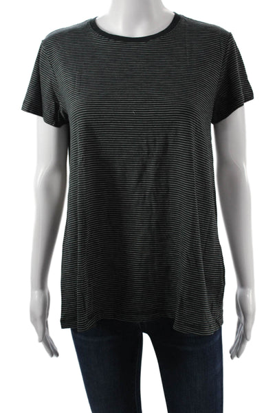 Marine Layer Womens Black Striped Short Sleeve T-Shirt Size M