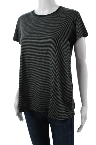 Marine Layer Womens Black Striped Short Sleeve T-Shirt Size M