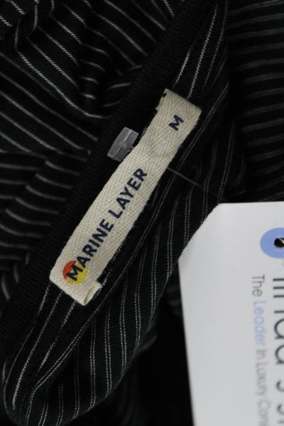 Marine Layer Womens Black Striped Short Sleeve T-Shirt Size M