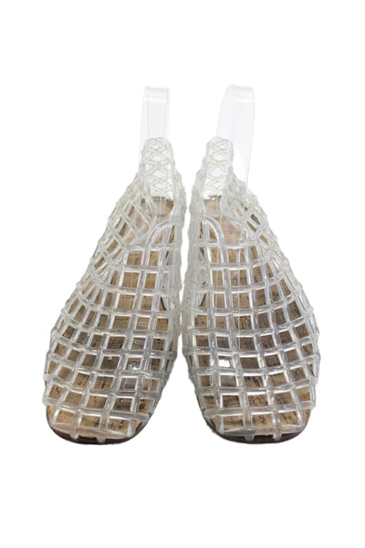 The Row Womens Cage Slip On Solid Sandals Clear Size EUR 38