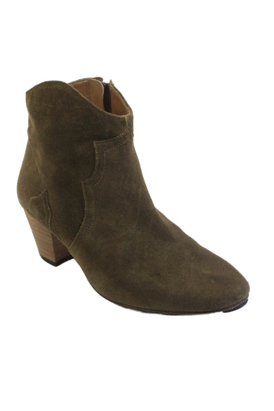 Isabel Marant Womens Suede Pull On Cowboy Ankle Boots Brown Size 38 8