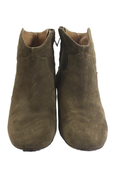 Isabel Marant Womens Suede Pull On Cowboy Ankle Boots Brown Size 38 8