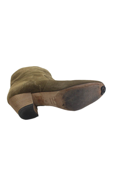 Isabel Marant Womens Suede Pull On Cowboy Ankle Boots Brown Size 38 8