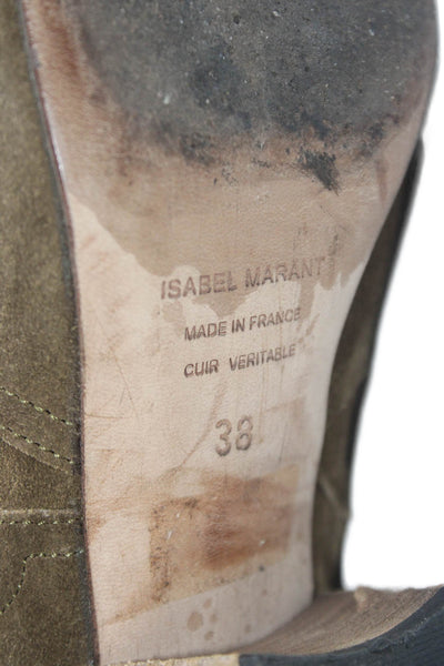 Isabel Marant Womens Suede Pull On Cowboy Ankle Boots Brown Size 38 8