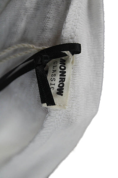 Monrow Womens Basic Linen V-Neck Short Sleeve T-Shirt White Size S