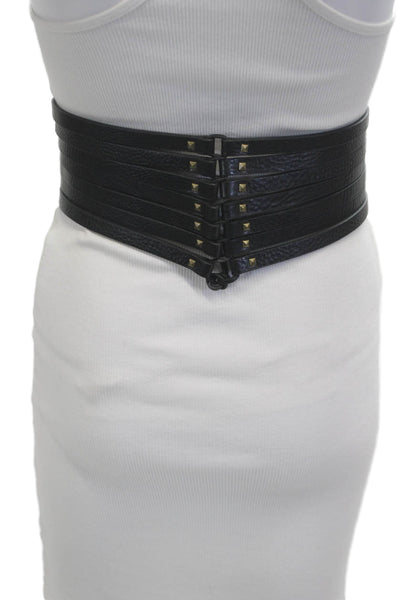 3.1 Phillip Lim Womens Pebbled Leather Gladiator Belt Black Size Extra Small