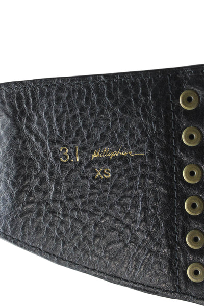 3.1 Phillip Lim Womens Pebbled Leather Gladiator Belt Black Size Extra Small