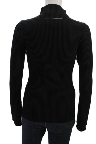 Bassike Womens Basic Mock Neck Long Sleeve Top Black Organic Cotton Size 2XS