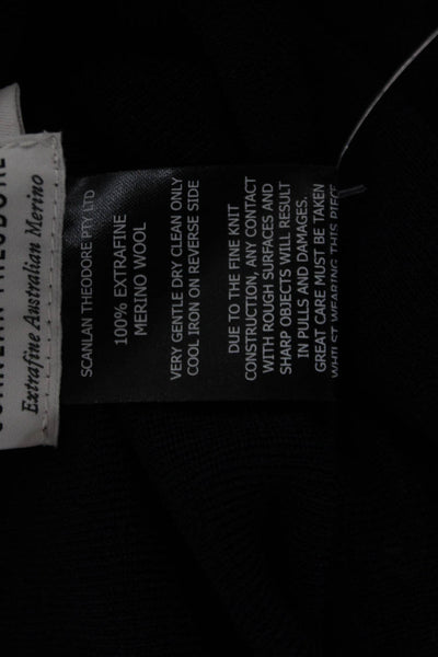 Scanlan Theodore Womens Basic Merino Wool Round Neck Sweater Dark Blue Size S
