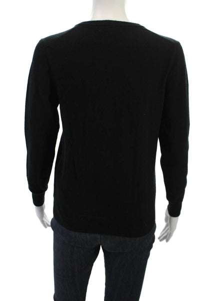 N Peal Unisex Black Organic Cashmere V-Neck Pullover Sweater Long Sleeve Size S