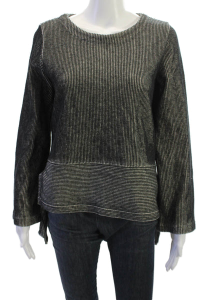 Madewell Unisex Pullover Striped Black Cotton Sweaters Long Sleeve Size M