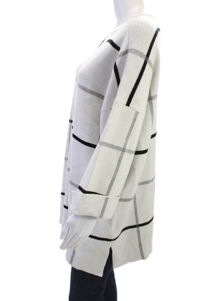 Tahari Unisex Pullover Check White Round Neck Long Sleeve Sweater Size 2X