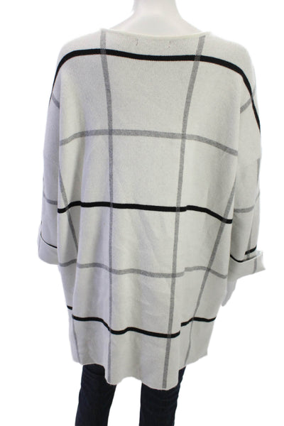 Tahari Unisex Pullover Check White Round Neck Long Sleeve Sweater Size 2X