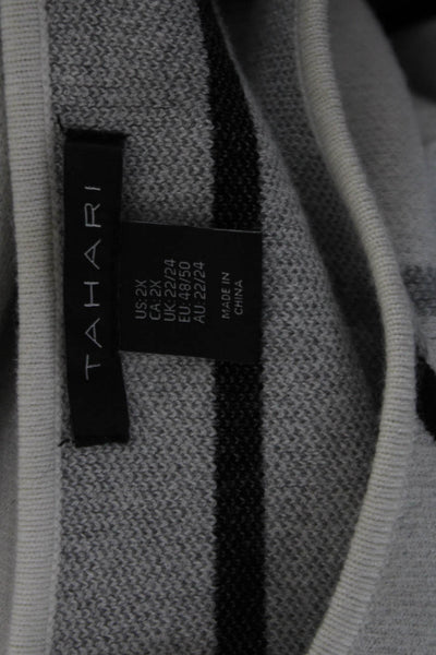 Tahari Unisex Pullover Check White Round Neck Long Sleeve Sweater Size 2X
