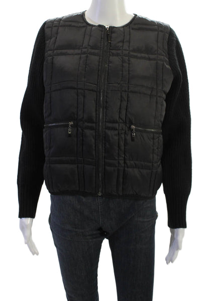 Rachel Zoe Women Quilted Puffer Jacket Black Zip Nylon Acrylic Size S