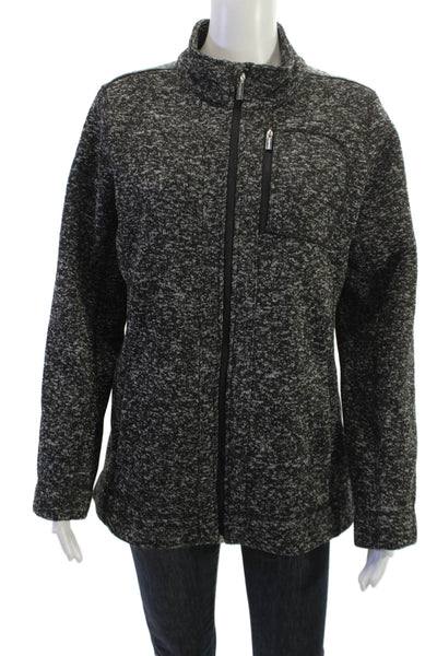 Calvin Klein Womens Black Mock Neck Zip Jacket Long Sleeve Size L