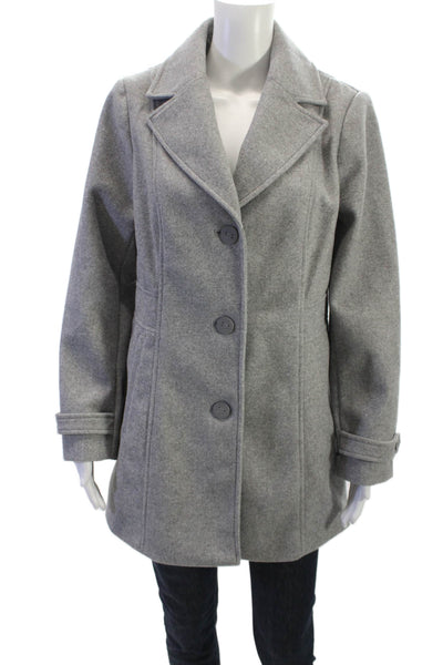 Laundry by Shelli Segal Womens Gray Overcoat Button Long Sleeve Size PM