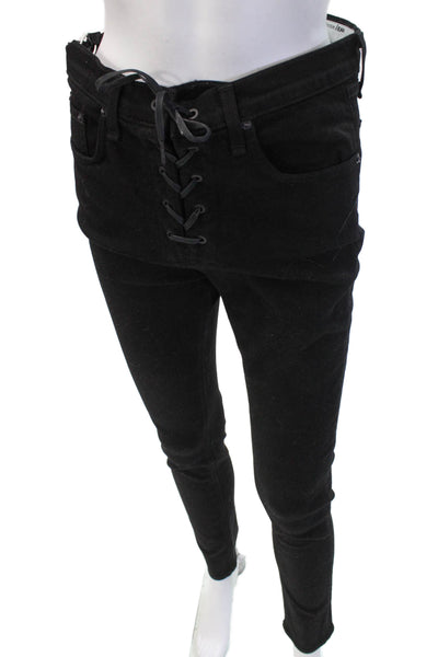 Rag & Bone Jean Women Black Cotton High Rise Jegging Drawstring Pants Size 30