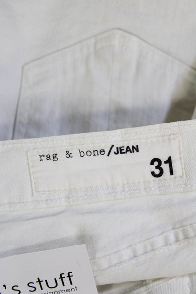 Rag & Bone Women Skinny High Rise White Cotton Jeans Button Size 31