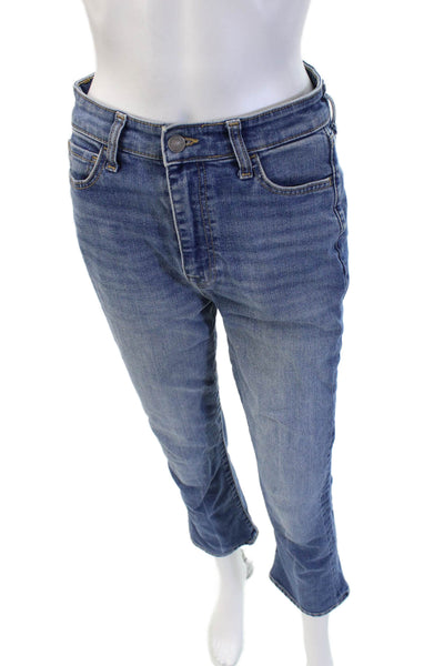 7 For All Mankind Womens Cropped Straight Jeans Blue High Rise Size 27
