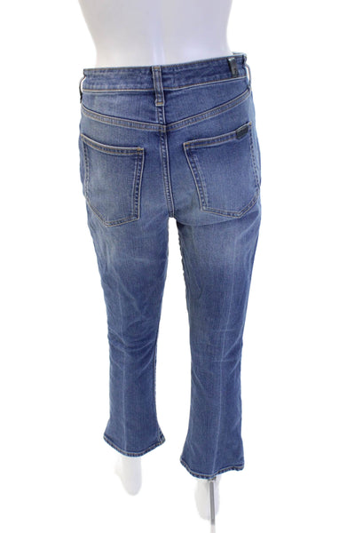 7 For All Mankind Womens Cropped Straight Jeans Blue High Rise Size 27