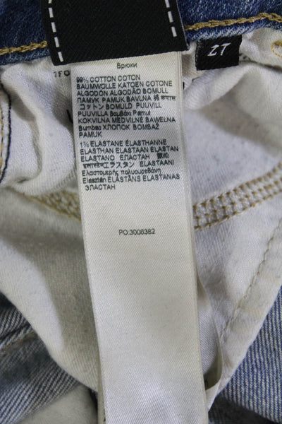 7 For All Mankind Womens Cropped Straight Jeans Blue High Rise Size 27