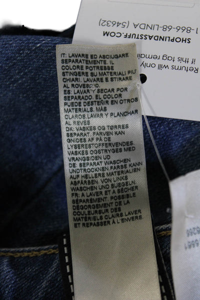 7 For All Mankind Womens Cropped Straight Jeans Blue High Rise Size 27