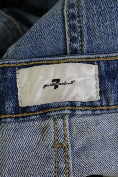 7 For All Mankind Womens Cropped Straight Jeans Blue High Rise Size 27
