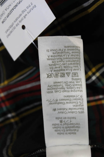 J Crew Women Shirt Dress Black Plaid Button Long Sleeve Midi Size 2