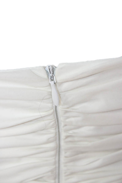 Zara Women Maxi Dress White Cotton Square Neck Zip Long Size XS