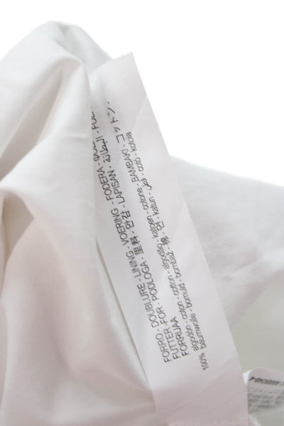Zara Women Maxi Dress White Cotton Square Neck Zip Long Size XS