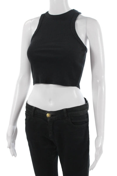 Maeve Anthropologie Women Cropped Sleeveless Tank High Neck Black Size XS