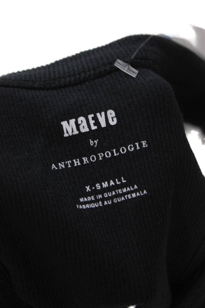 Maeve Anthropologie Women Cropped Sleeveless Tank High Neck Black Size XS