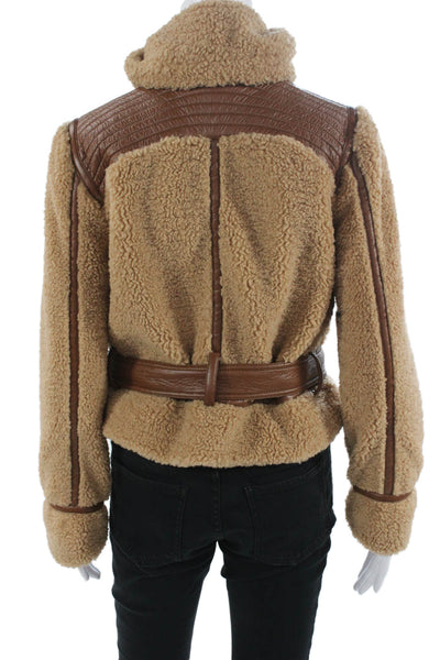 DH New York Women Biker Bomber Jacket Beige Size XS