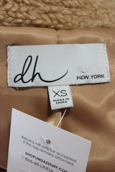 DH New York Women Biker Bomber Jacket Beige Size XS