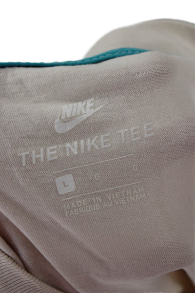 Nike Mens Beige Cotton Sports Graphic Crew Neck Short Sleeve T-Shirt Size L