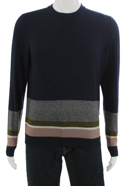 Ted Baker London Mens Dark Blue Striped Pullover Sweater Wool Blend Size 4XL