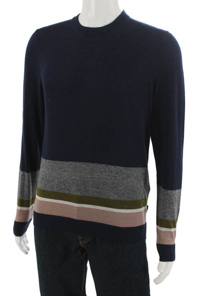 Ted Baker London Mens Dark Blue Striped Pullover Sweater Wool Blend Size 4XL