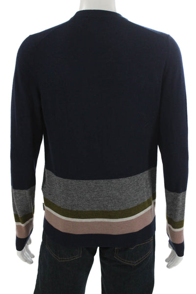 Ted Baker London Mens Dark Blue Striped Pullover Sweater Wool Blend Size 4XL