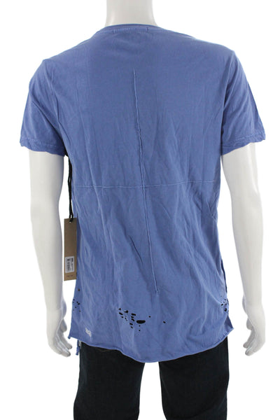 Ksubi Mens Blue Crew Neck Short Sleeve T-Shirt Cotton Grunge Size L