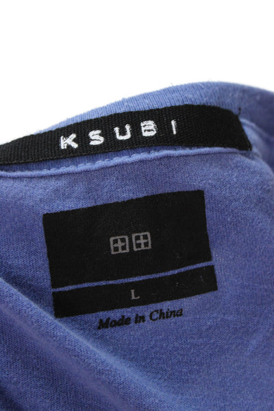 Ksubi Mens Blue Crew Neck Short Sleeve T-Shirt Cotton Grunge Size L