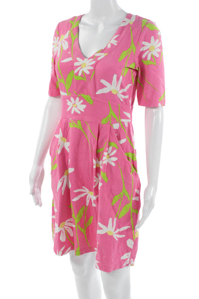 Lilly Pulitzer Women Fit & Flare Sundress Pink Floral Vneck Size S