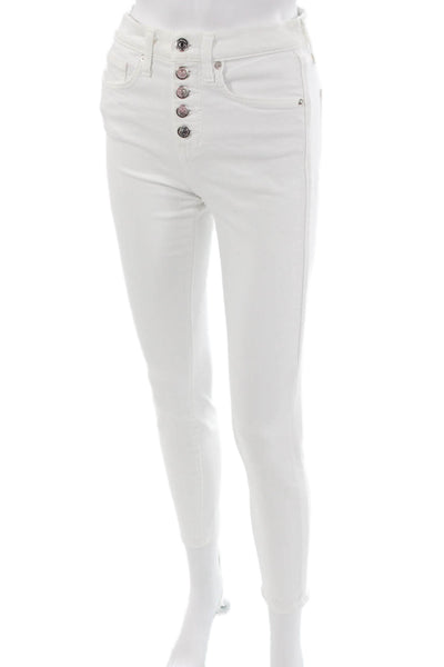 Veronica Beard Womens Ankle Skinny White Jeans High Rise Size 25