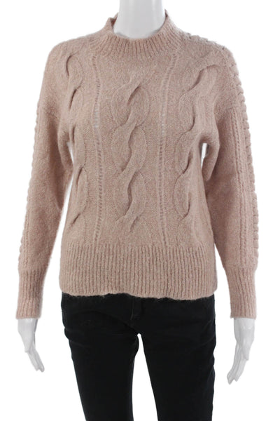 Rebecca Taylor Unisex Beige Pullover Mock Neck Long Sleeve Mohair Blend Size S