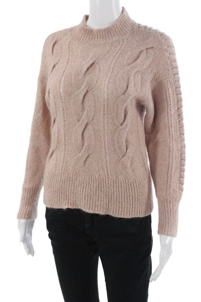 Rebecca Taylor Unisex Beige Pullover Mock Neck Long Sleeve Mohair Blend Size S