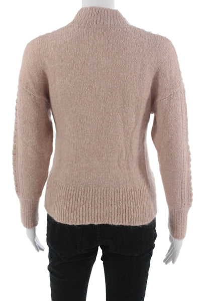 Rebecca Taylor Unisex Beige Pullover Mock Neck Long Sleeve Mohair Blend Size S