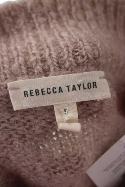 Rebecca Taylor Unisex Beige Pullover Mock Neck Long Sleeve Mohair Blend Size S
